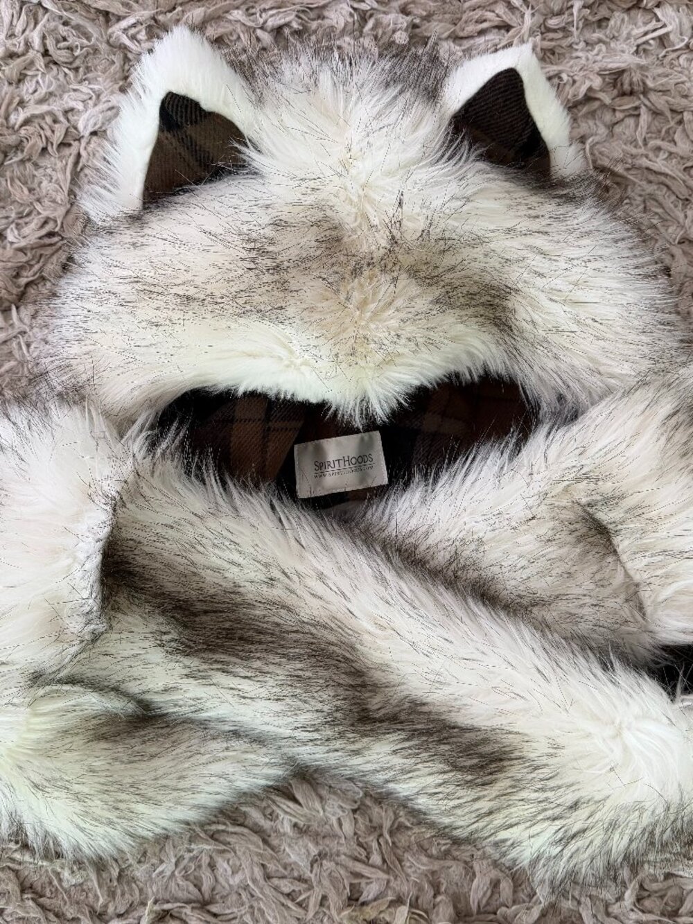 Vintage SpiritHood Husky (Plaid) Faux Fur Hood Scarf